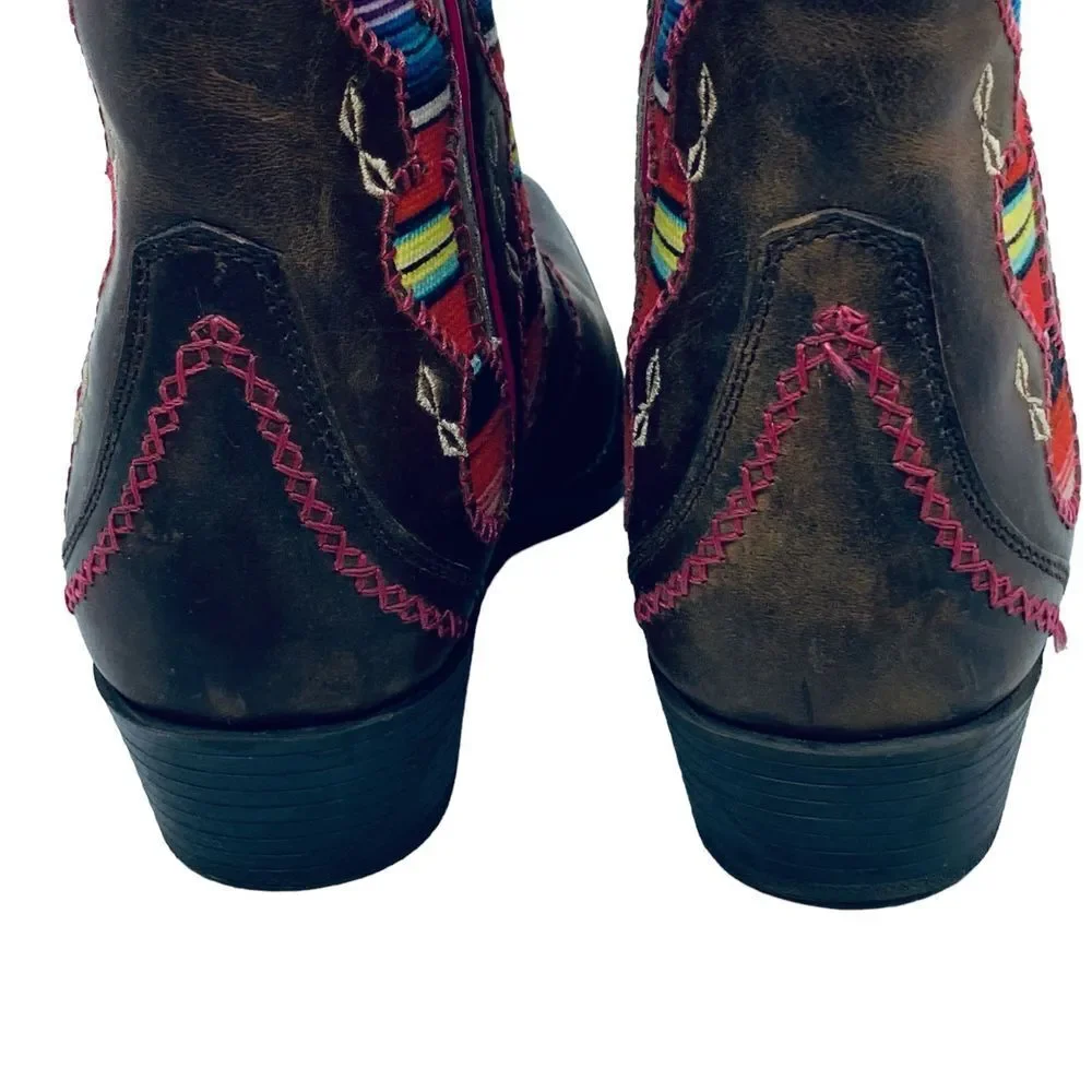 Ariat Embroidered Southwest Blanket Western Cowgirl Boots Brown Leather‎ Size 4
